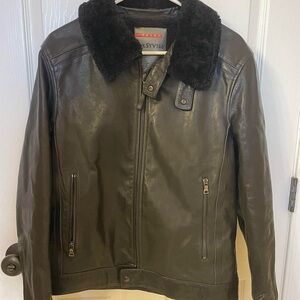 Prada Leather Jacket with Sheepsfur Collar